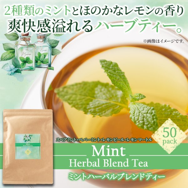 画像1: 爽快感がお口の中を駆け抜ける！2種類のミントを使用☆ミントハーバルブレンドティー50包 (1)